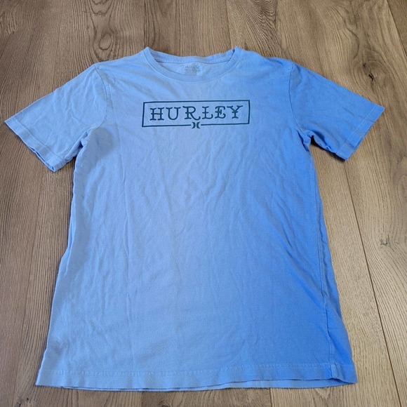 Hurley Shirt Mens Small Blue Lounge Casual Surf Skate Logo Spell Out Graphic Tee - Picture 1 of 7